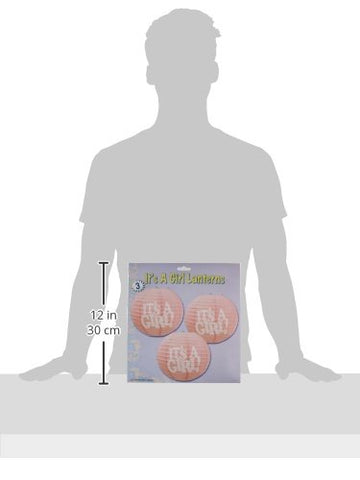 Beistle 3-Pack It's a Girl! Paper Lanterns, 9-1/2-Inch, pink/white (54575)