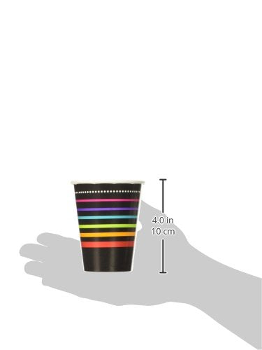 Party On Happy Birthday Striped Paper Cups , Pack of 8, Multi , 9 Ounces, Paper