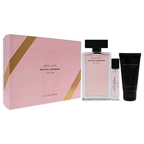 Narciso Rodriguez Musc Noir For Women 3 Piece Set (3.3 Ounce Eau De Parfum Spray + 1.6 Ounce Body Lotion + 0.33 Eau De Parfum Spray)