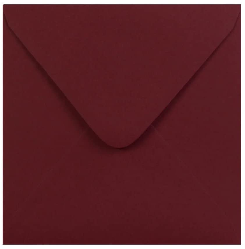 155mm x 155mm Square Envelopes (100gsm) Perfect for Christmas Cards, Greeting Cards, Wedding Invitations, Gift vouchers and Many More- Set of 100 Envelopes (Burgundy Red)
