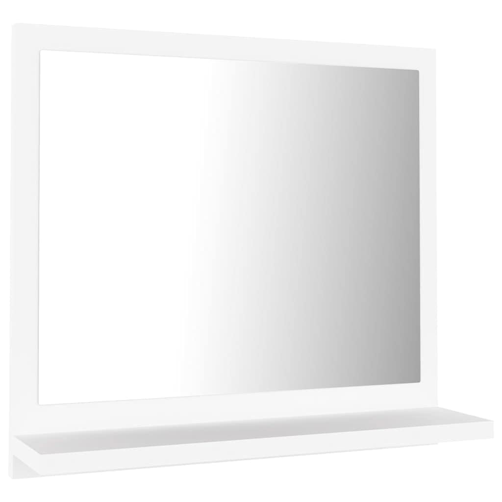 vidaXL Bathroom Vanity Mirror with Shelf - Engineered Wood/Acrylic, Contemporary Wall-Mounted White Design - 15.7"x4.1"x14.6"