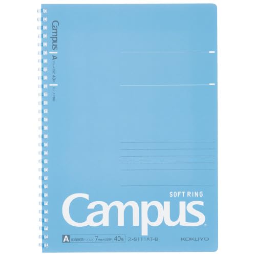 KOKUYO Campus Soft Ring Notebook, Semi-B5, A 7mm Dot Ruled, 29 Lines, 40 Sheets, Blue, Japan Import (SU-S111AT-B)