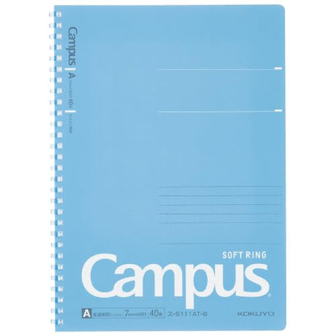 KOKUYO Campus Soft Ring Notebook, Semi-B5, A 7mm Dot Ruled, 29 Lines, 40 Sheets, Blue, Japan Import (SU-S111AT-B)