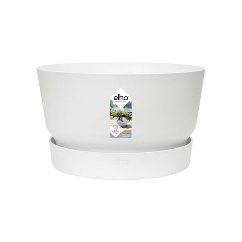 elho Greenville Bowl 33 - Large Plant Pot Outdoor - 100% Recycled Plastic - Ã˜ 32.5 x H 19.4 cm - White/White