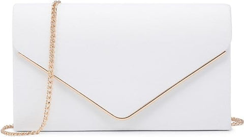 LeahWard Women's Clutch Bag Wedding Evening Handbags Suede Night Out Purse 1616 (White)