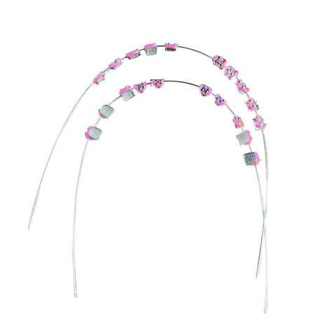 Angzhili 1 Pack Temporary Tooth Decoration with Metal Wires,Metal Bracket and Orthodontic Ligature Ties,Practice Props for Dental Students (Pink)