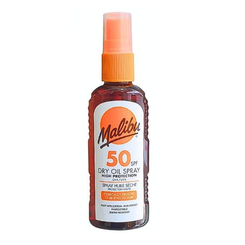 Malibu Sun SPF 50 Non-Greasy Dry Oil Spray for Tanning, High Protection, Water Resistant, 100ml