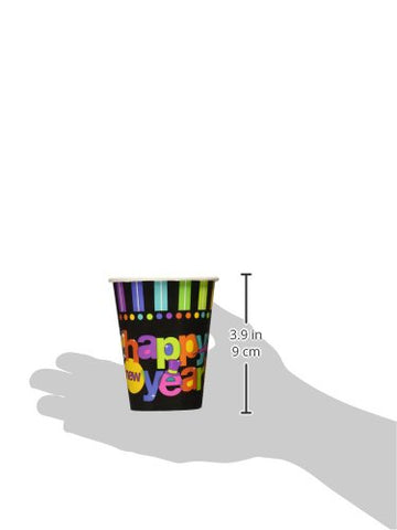 Amscan Bright Stripes New Year Party Cups Tableware, Multi Colored, Paper, 9 Ounces, 50-Piece