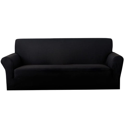 CANYUE 1 Piece Milk Silk Solid Colour Couch Covers for 1 2 3 4 5 Cushion Couch Living Room High Stretch Sofa Cover Pets Dogs Friendly Anti Sli (black,Cushion cover 45X45CM)