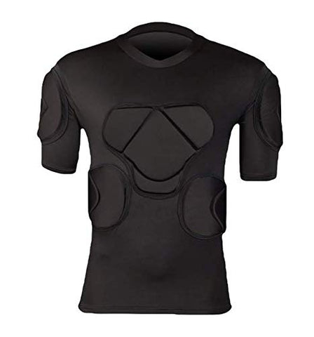 Men's Short Sleeve Goalkeeper Padded Shirt Football Protective Gear Set Training Suit for Soccer Rugby Basketball Paintball Rib Protector Shirt