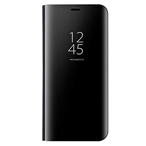 COQUE Case for Samsung Galaxy S21,S30/Clear View Standing Case, Mirror Smart Flip Case Cover-Black