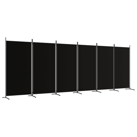 vidaXL 6-Panel Room Divider Black 204.7"x70.9", Polyester Fabric and Iron Material, Versatile Functionality, Foldable Design and Easy Assembly, Modern Style