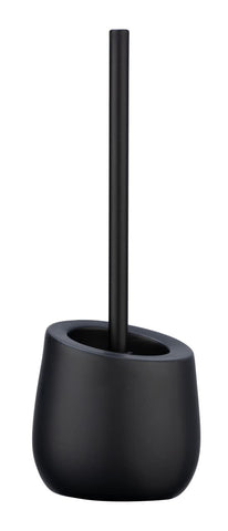WENKO Badi Black Toilet Brush Set, Ceramic with Matte Finish, Includes Toilet Brush with Silicone Brush Head and Non-Stick Effect
