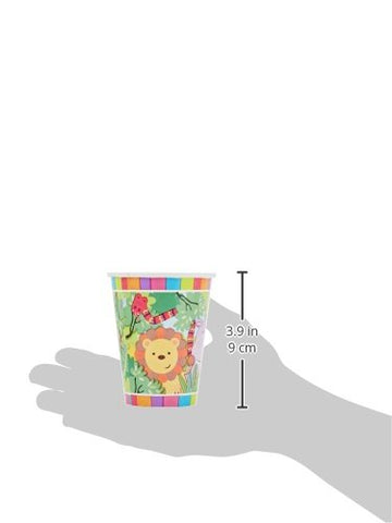 amscan 11012025 266ml-8 9901917 Friends Paper Cups, 266ml, 8 Pcs, Jungle Party