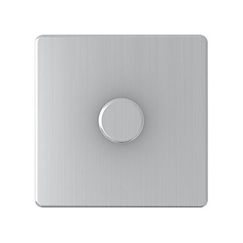 AET SL1GDIM10 Screwless Satin Chrome Flat 1 Gang Dimmer 1000W