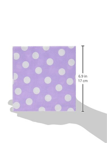 Dots Luncheon Napkin Color Party Tableware, 16 Pieces, Made from Paper, Lavender, by Amscan