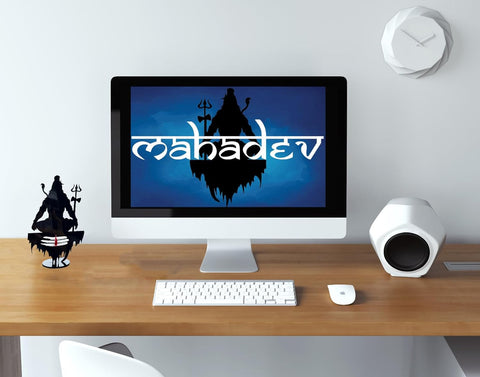 TrifleArte Acrylic Shiva Idol, Adiyogi Mahadev Statue on a Stand, Shankar with Trishul & Damru, Meditating Shiv, for Home Decor,Car Dashboard,Gift Item,Table Decor,3mm Thick,Black