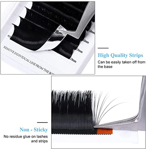 Volume Eyelash Extensions 0.07 D Curl 8-14mm Mixed Volume Lash Extensions Easy Fan Lashes Self Fanning 2D-10D Rapid Blooming Lash Extension Supplies 8-25mm (0.07-D Curl, Mix 8-14mm)