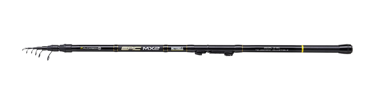 Mitchell Epic MX2 Telescopic Adjustable Rods, Designed for Float Fishing on River or Stream, Progressive Action to Reduce Lost Fish, Fishing Rod, Spinning Rods, Unisex, Black/Gold, 3.5m | 2-12g