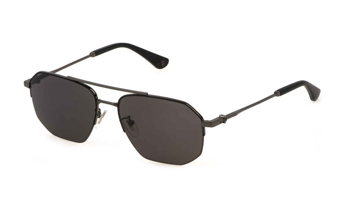 POLICE Men's SPLN39 Sunglasses, Gun W/MATT Black Parts, 57
