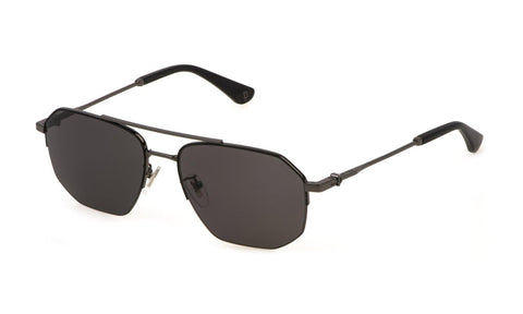 POLICE Men's SPLN39 Sunglasses, Gun W/MATT Black Parts, 57