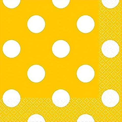 Amscan Party Tableware Yellow Sunshine Dots Beverage Napkins | 16 Ct, (Pack of 16) 5" x 5"