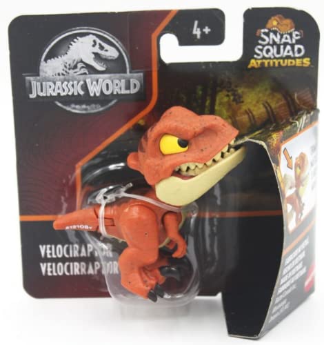 JurassicWorld Snap Squad Attitudes [Velociraptor] 2" inch Chomp Figure, Brown