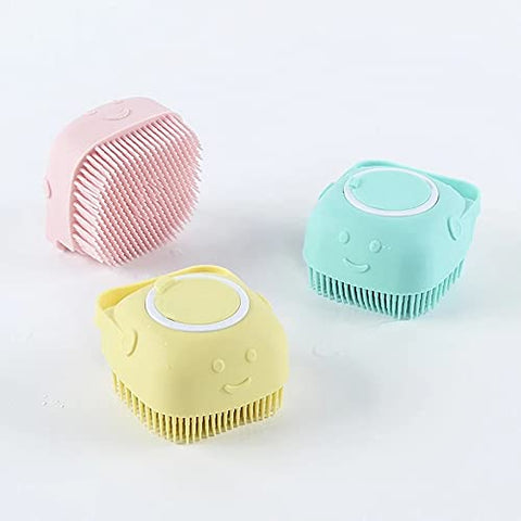 JM SELLER Silicone Soft Bath Body Brush with Shampoo Dispenser Scrubber-use in Shower Deep Cleaning Gentle Scrub Massage for Children, Men Women