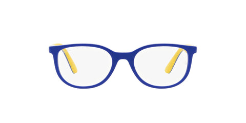Ray-Ban Junior Kids' RY1622 Square Prescription Eyewear Frames, Light Blue on Rubber Yellow/Demo Lens, 48 mm
