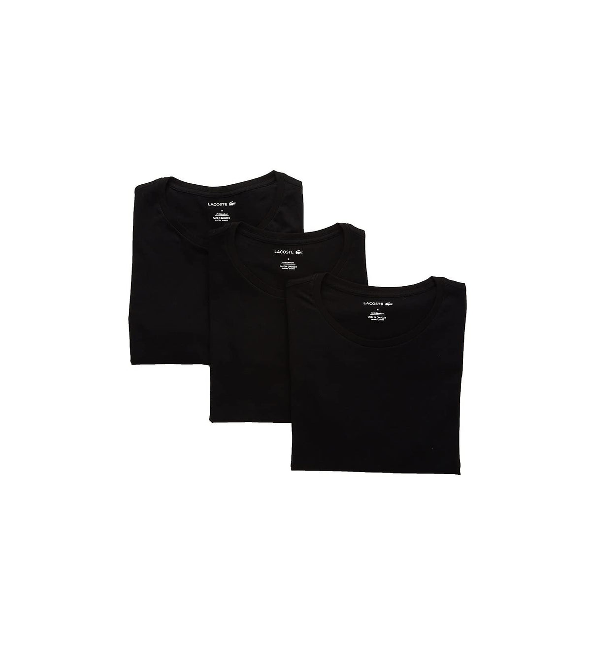 Lacoste Menâ€™s 100% Cotton Slim Fit Crew-Neck T-Shirt, 3-Pack Black