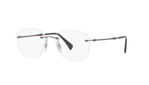 Ray-Ban RX8748 Titanium Oval Prescription Eyeglass Frames, Matte Dark Gunmetal/Demo Lens, 52 mm