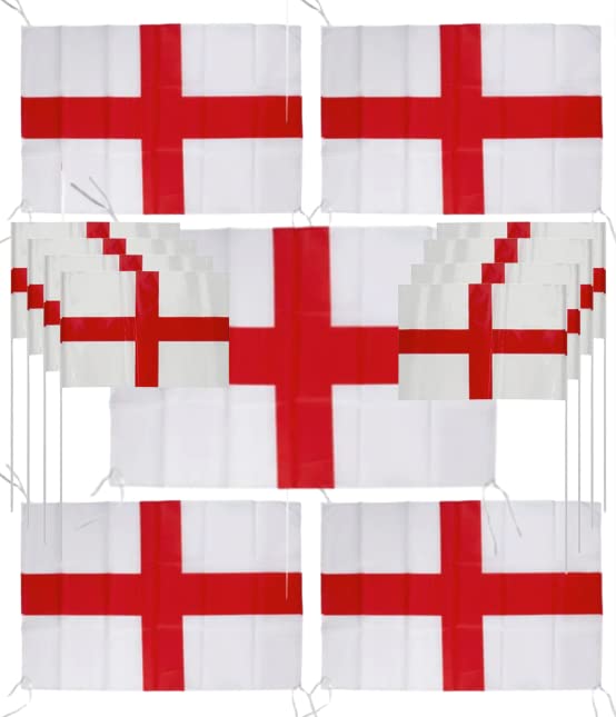 Euro 2024 Football Decorations X5 St George England Flags with String 76cm x 50cm PLUS x8 St George Plastic Hand Flags with Sticks 12ÃƒÆ’Ã‚Â¢ÃƒÂ¢Ã¢â‚¬Å¡Ã‚Â¬Ãƒâ€šÃ‚Â x 8ÃƒÆ’Ã‚Â¢ÃƒÂ¢Ã¢â‚¬Å¡Ã‚Â¬Ãƒâ€šÃ‚Â