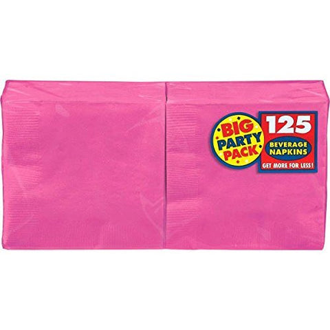 Amscan Big Party Pack 250 Count Beverage Napkins, Pink