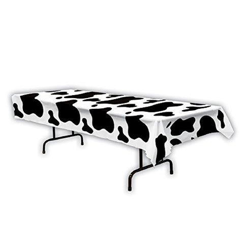 Beistle Club Pack Farm Theme Party Design Cow Print Plastic Tablecover 54in x 108in, Box of 12 Tablecovers