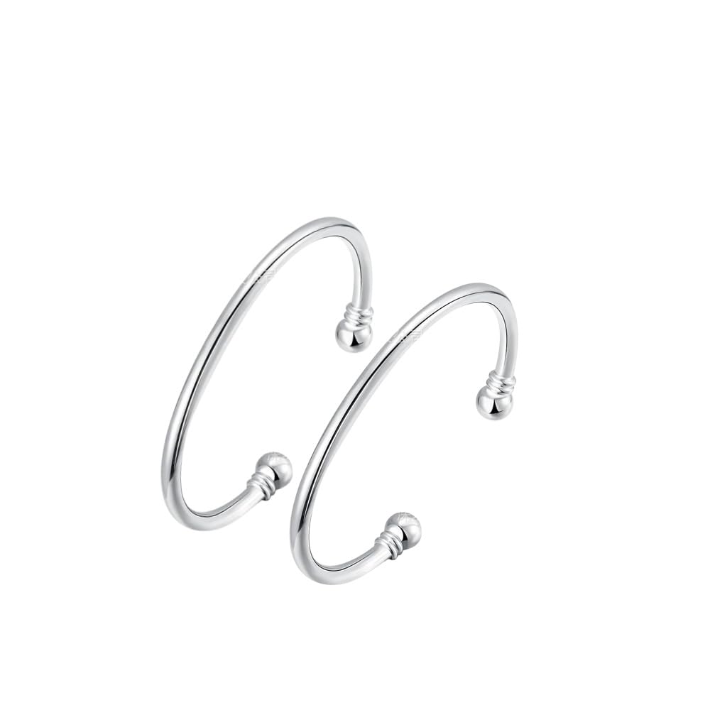 Hilufiet Sterling Silver Bangle Bracelets Simple Adjustable 925 Silver Cuff Bangles for Women Mom-B