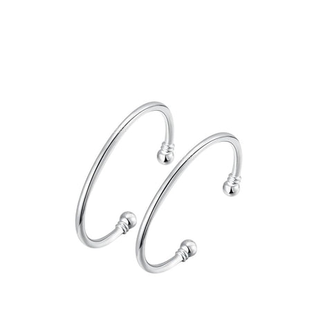 Hilufiet Sterling Silver Bangle Bracelets Simple Adjustable 925 Silver Cuff Bangles for Women Mom-B