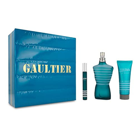 Jean Paul Gaultier Le Male for Men 3-Piece Gift Set (4.2 Oz Eau De Toilette Spray + 2.5 Oz All Over Shower Gel + 0.33 Oz travel Spray)