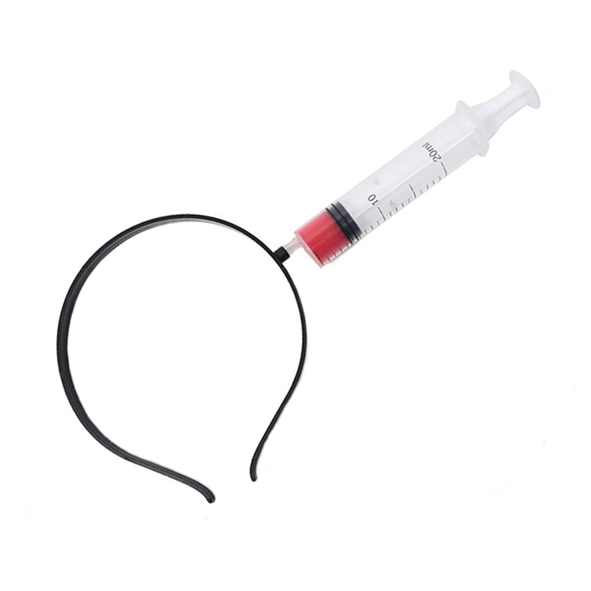 Dzrige Halloween Horror Props Bloody Syringe Headband Syringe Through Head Headband Scary Syringe Headbands for Halloween Zombie Party Masquerade Mischief Props Decoration