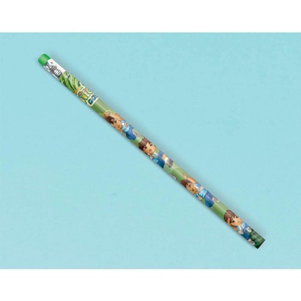 Amscan Cool Diego's Biggest Rescue Pencil Birthday Party Favor (12 Piece), 7-3/4", Green