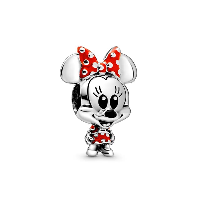 Minnie Mouse Charm 925 Sterling Silver Charm Compatible with Pandora Charms,and Many Other UK Charm Bracelets.