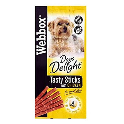 Webbox Dogs Delight Dog Treats Tasty Chicken Or Beef Sticks (6 Treats Per Pack) (Dogs Delight Chicken Sticks, 12 Packs)