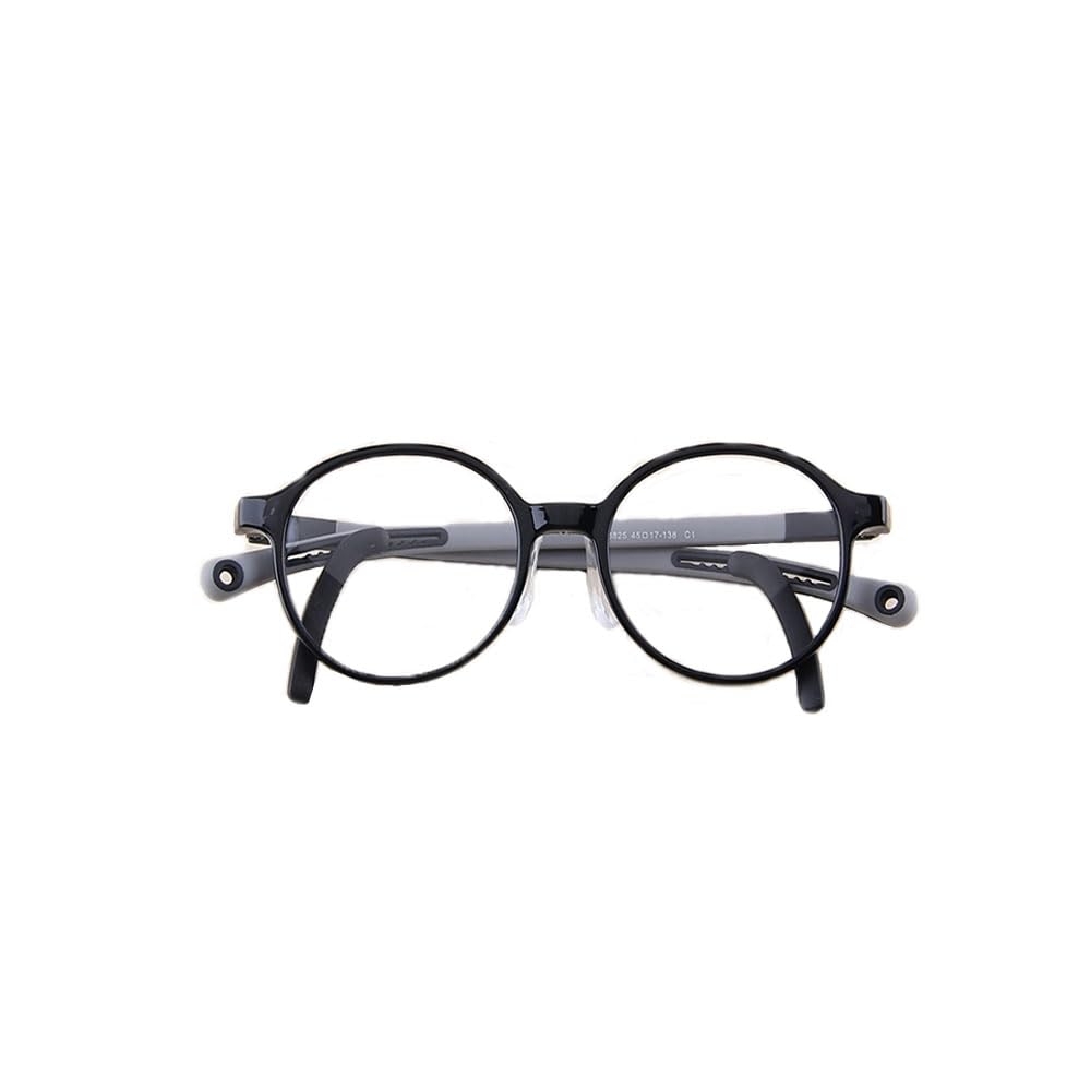 QYAJS Eyeglasses Frame Children Optical Glasses Frame TR90 Flexible Bendable One-piece Safe Eyeglasses Girls Boy (Light Black)
