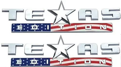 (Set of Two) Muzzys American Flag Texas Edition Emblem Badge 3M Universal Stick on, FITS Silverado, Sierra, Fender, Tailgate, Door, Car, Truck, RED White and Blue!