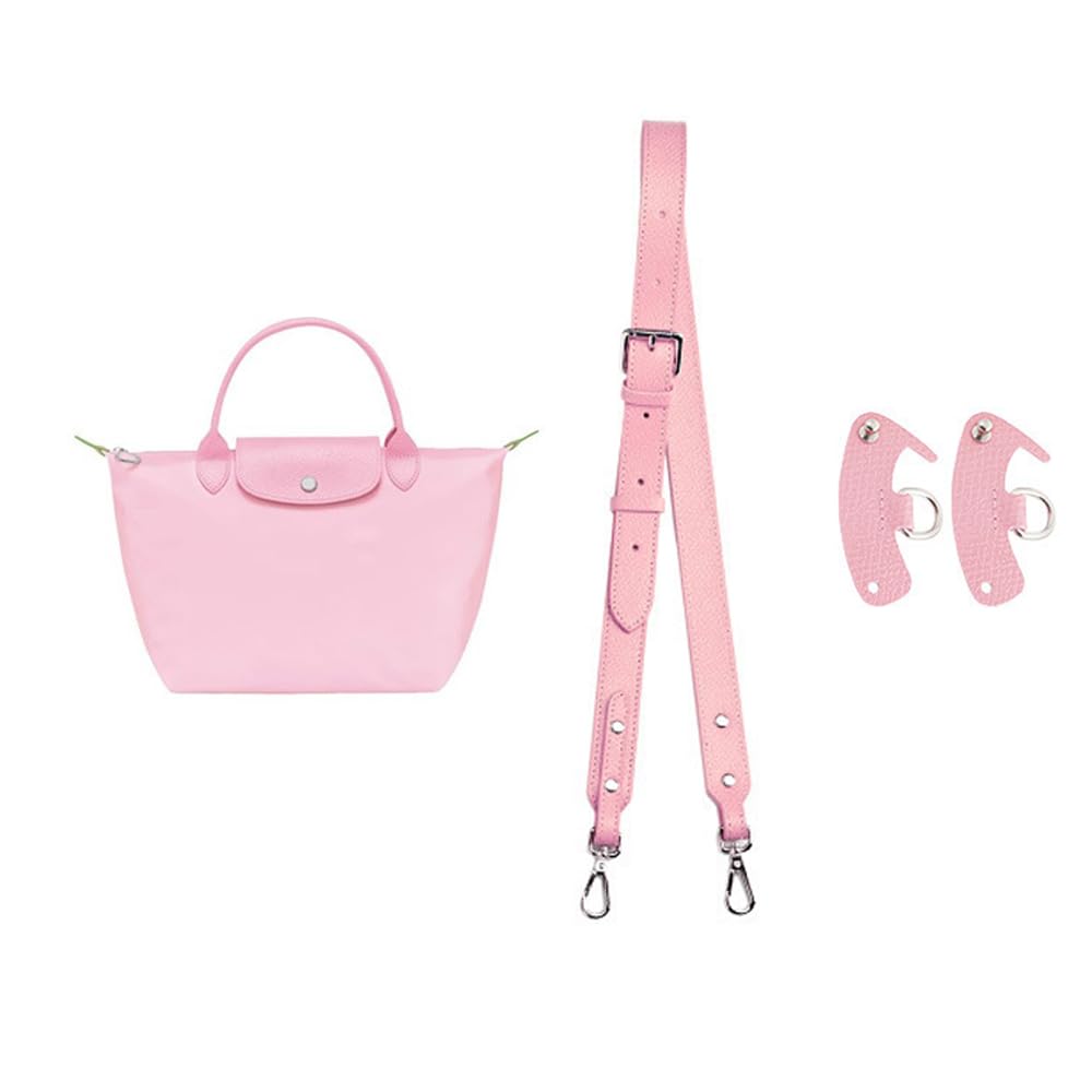KOMHPS Purse Straps Replacement, Leather Handbag Crossbody Shoulder Strap Adjustable for S/M Longchamp Bag Women(Cherry Blossom Pink)