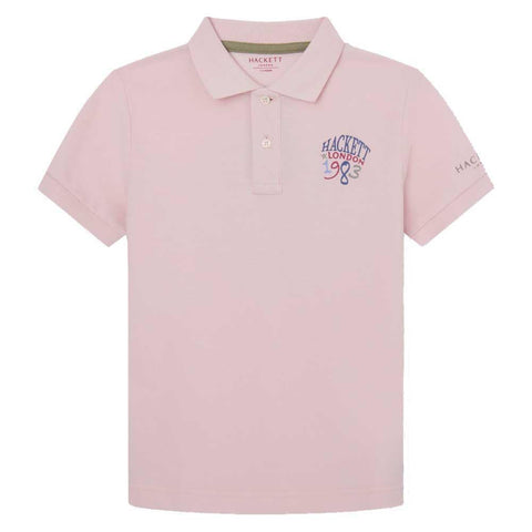 Hackett London Boy's 1983 Print Polo, Pink (Light Pink), 3 Years