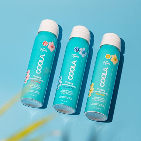 COOLA Organic Sunscreen SPF 50 Sunblock Spray, Dermatologist Tested Skin Care for Daily Protection, Vegan and Gluten Free, Fragrance Free, 2 Fl Oz