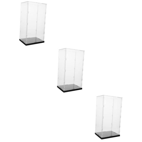 ifundom 3 Pcs Acrylic Display Box Table Top Display Stand Jewlery Holder Tabletop Miniatures Jewelry Stand Action Figure Display Shelf Showcase Toy Building Block Bear Square