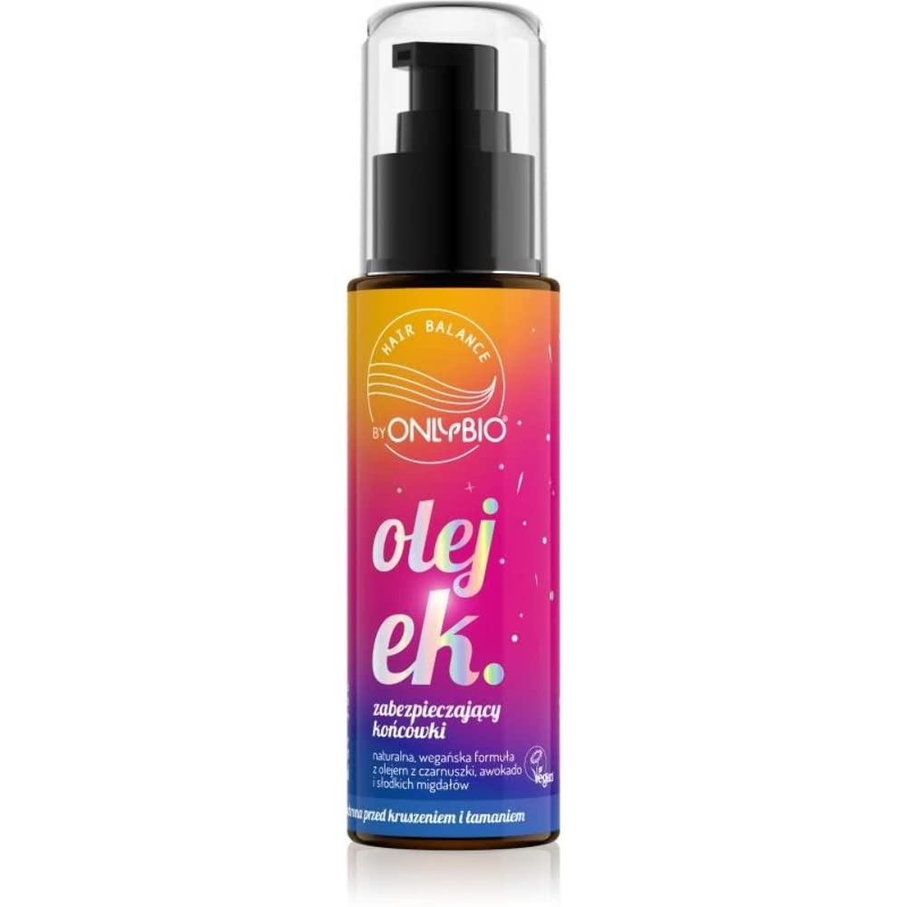 OnlyBio Hair Balance Hair Oil for Hair Tips from Cumin, Avocado and Sweet Almond with Mango Fragrance - Anti-Hair Breakage - Vegan & Natural