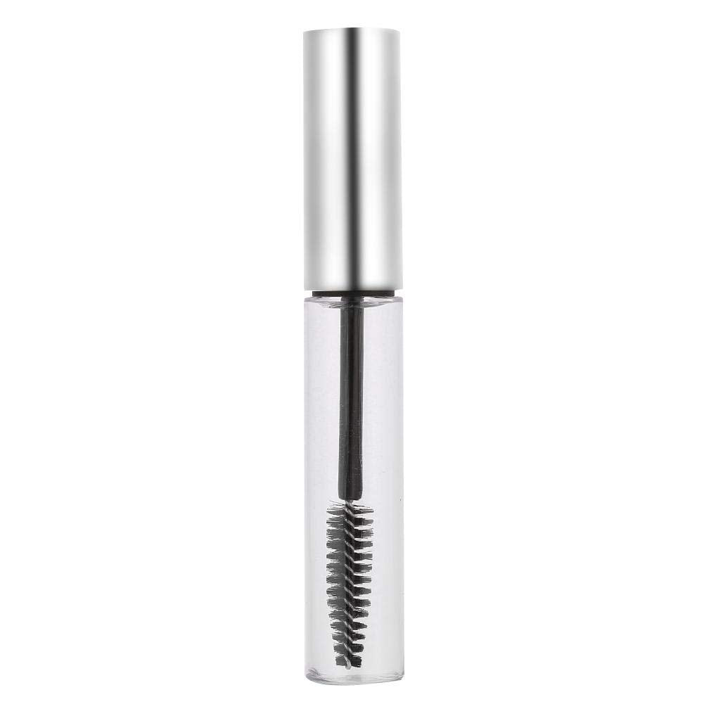 Empty Mascara Tube, Rubber Inserts 5 Colors 10ml Transparent Tube with Eyelash Wand Empty Mascara Container Bottle for Castor Oil(3# Matte Silver)