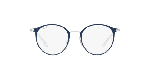 Ray-Ban Junior RY1053 Round Prescription Eyewear Frames, Blue on Silver/Demo Lens, 45 mm